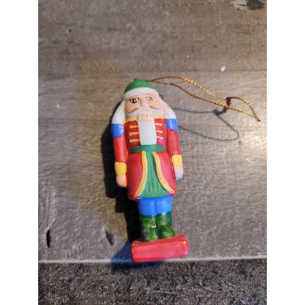 Ceramic nutcracker soldier red blue green ornament xmas